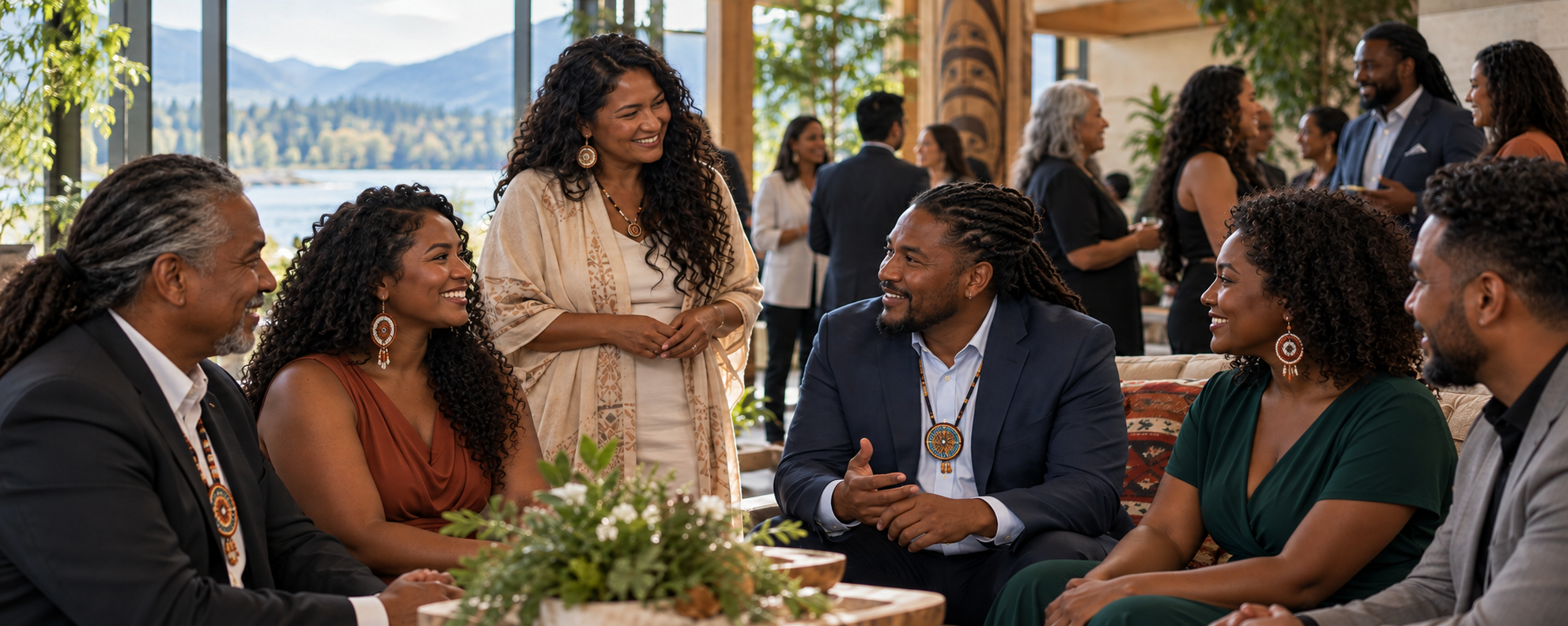 Community members gathering together outdoors